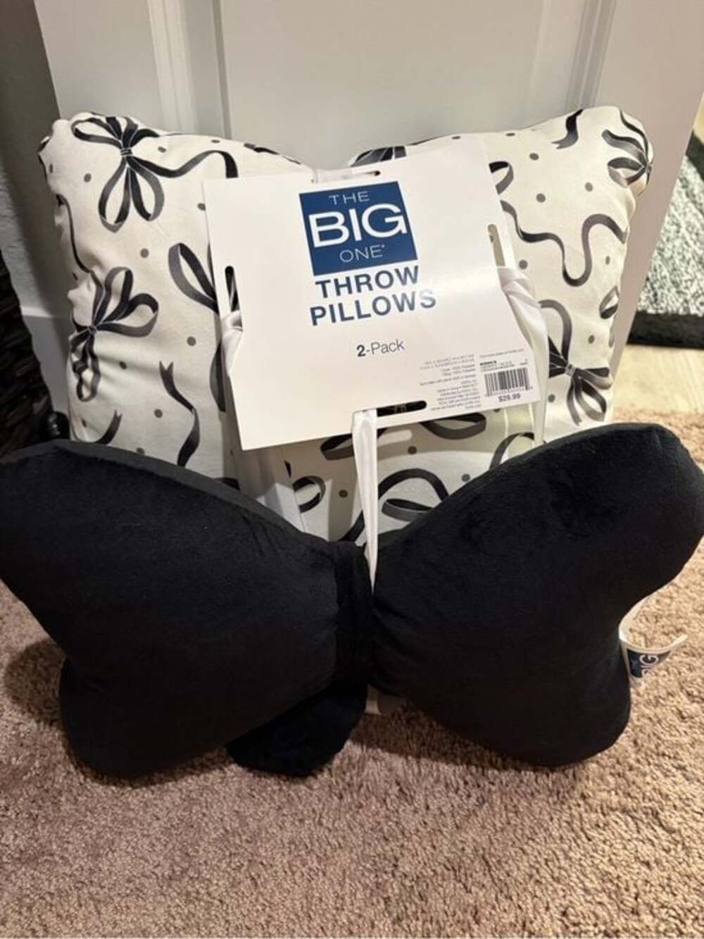The Big One Black & White Decorative Throw Pillow Set - Butterfly and Abstract